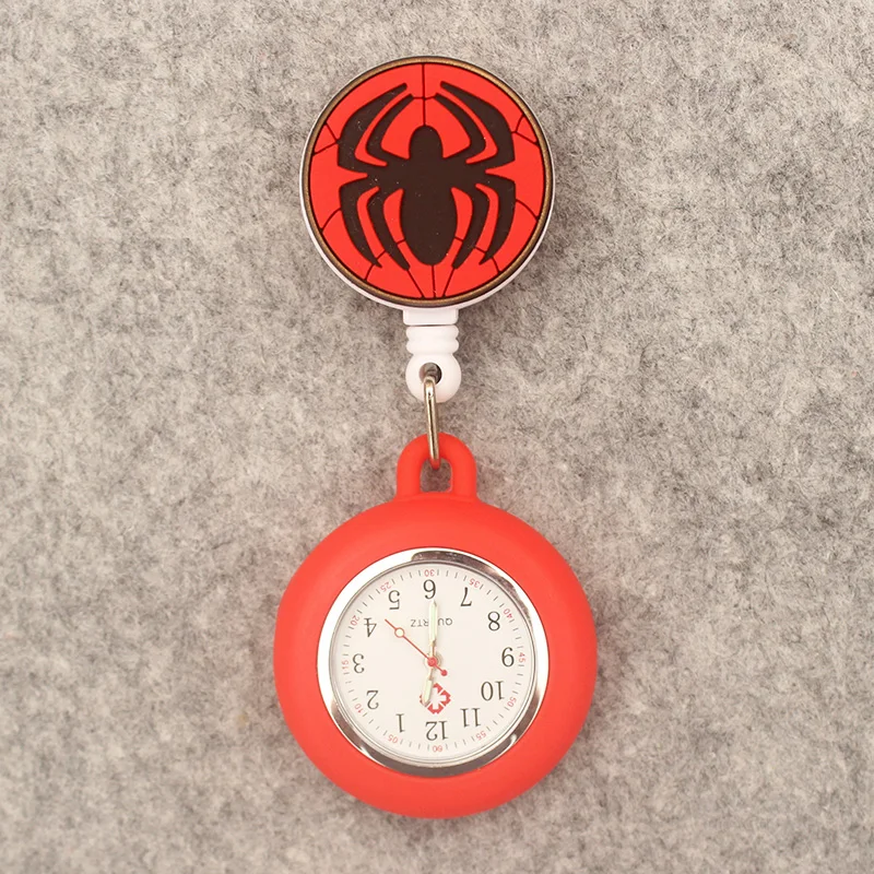 Cartoon Brave Logo Hero Style Stretchable Pocket Watch Retractable And With Clip For Men And Women