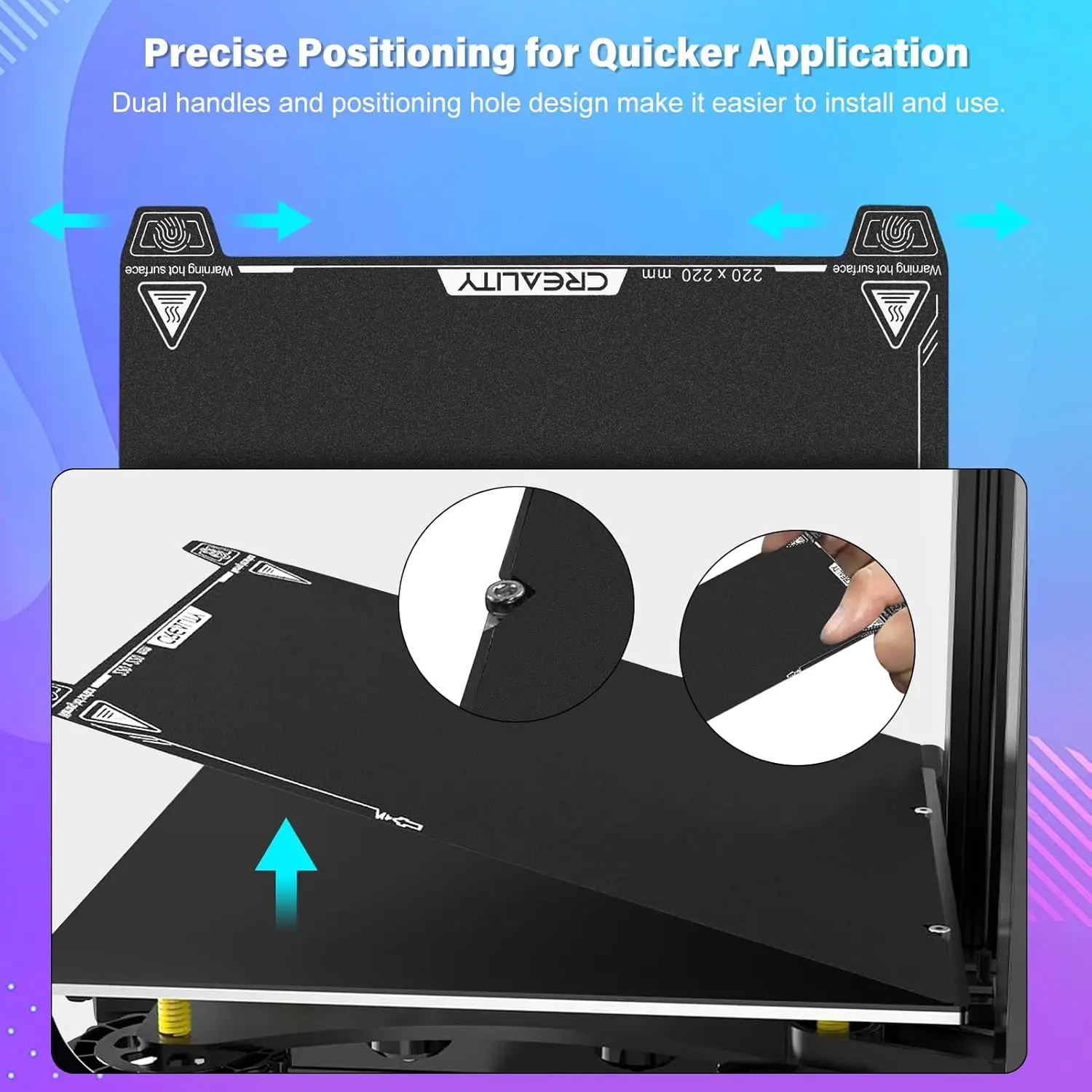 Creality Ender 3 V3 SE Federstahlblechplatte, magnetisch, flexibel, abnehmbar, Plattform-Set für Ender 3 V3 SE/3 V2/3 Pro, 220 x 220 mm – Detail 3