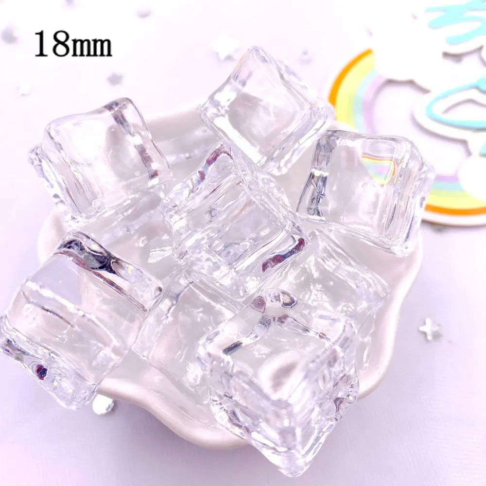 5PCS Resin Clear 3D Large Ice Cubes Flatback Scrapbooks Foots Figurines DIY Home Party Decor Accessoires Miniatures Crafts OM417