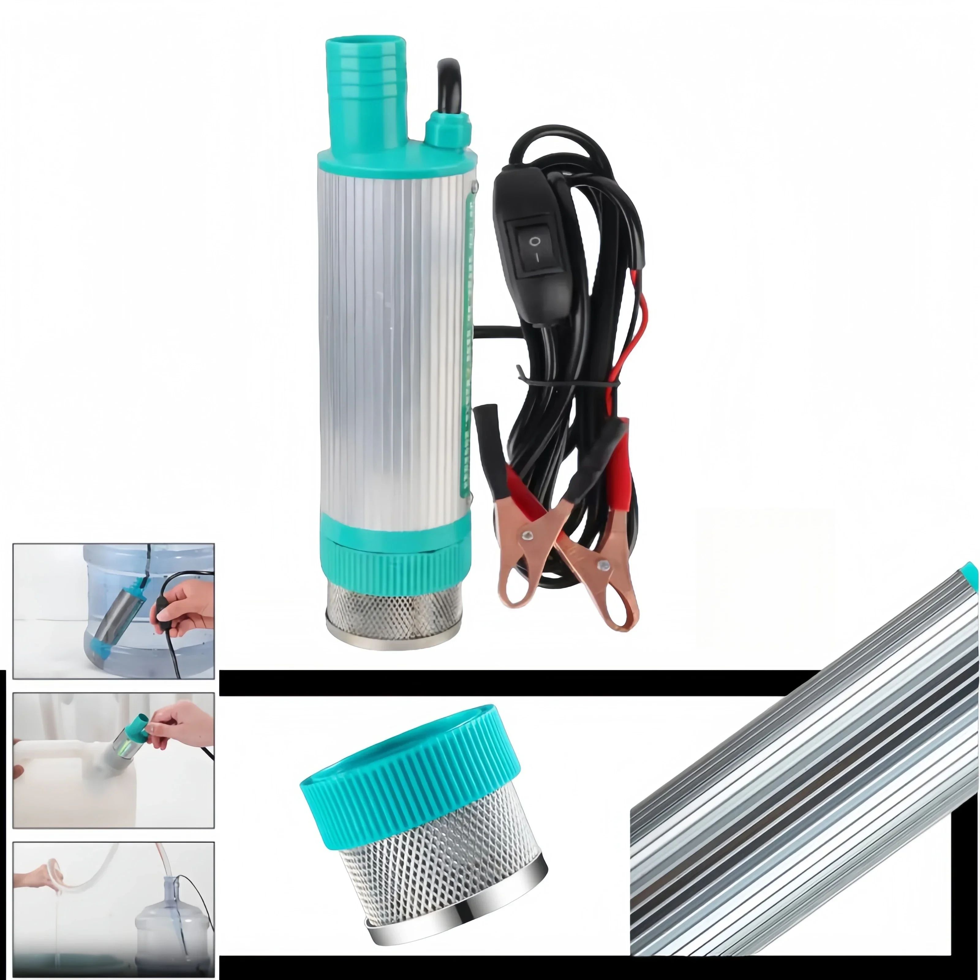 Electric Car Pump 38mm Portable Mini For Pumping Diesel Oil Water Transfer Pump Camping Fishing Submersible Pump 30L/min 12V 24V