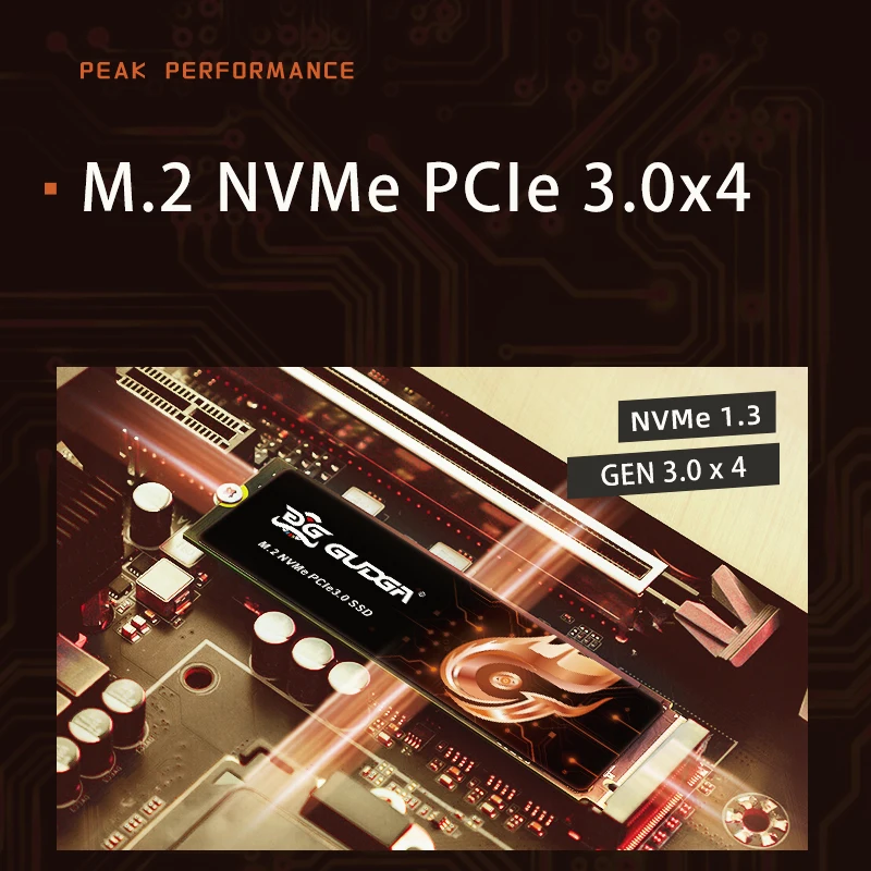 GUDGA NVMe PCIe 3.0 SSD 128GB 256GB 512GB 1TB M.2 2280 ไดรฟ์ Solid State ภายใน 3200 เมกะไบต์/วินาทีความเร็วอ่าน TLC สําหรับเดสก์ท็อป/แล็ปท็อป