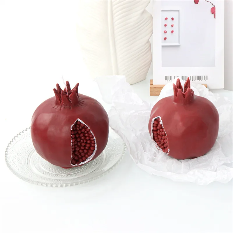 3D Simulation Pomegranate Scented Candle Mold, DIY Garnet Fruit Cake Silicone Mold, Handmade Plaster Soap, Easter Decoration