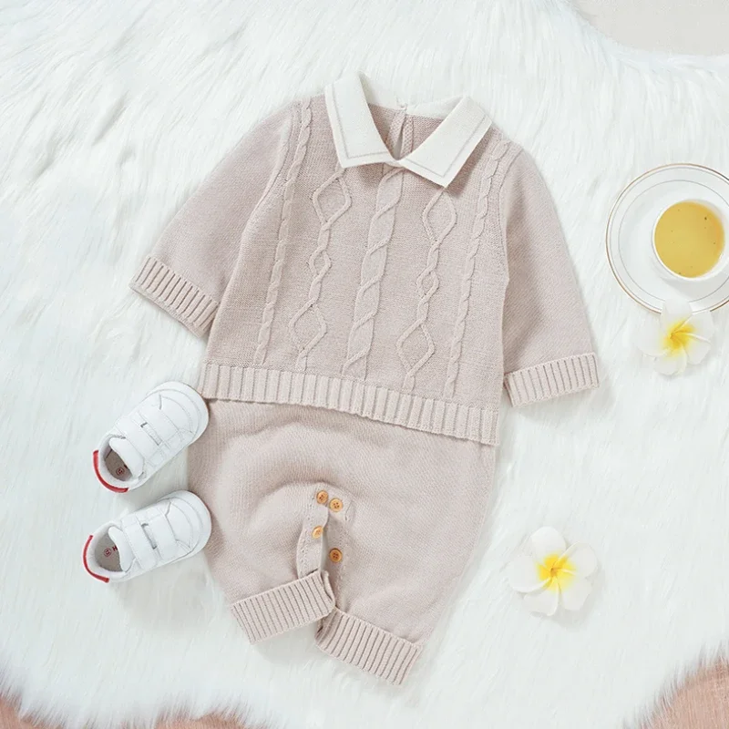 Toddler Autumn Winter Outfits One Piece Wear Baby Rompers Long Sleeve Turtle Neck Newborn Infant Kids Boy Cotton Jumpsuits 0-18m