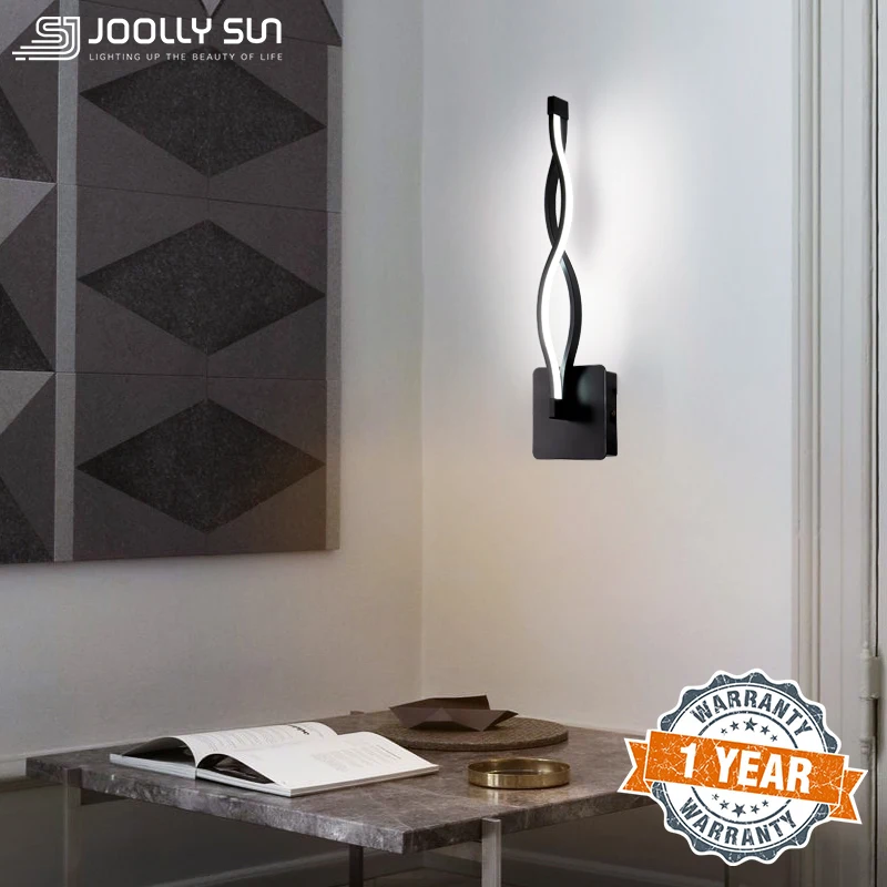 JoollySun Wall Light Modern Minimalist Lamp Indoor LED Sconces for Bedroom Living Room Home Decor Curved Lighting Fixtures