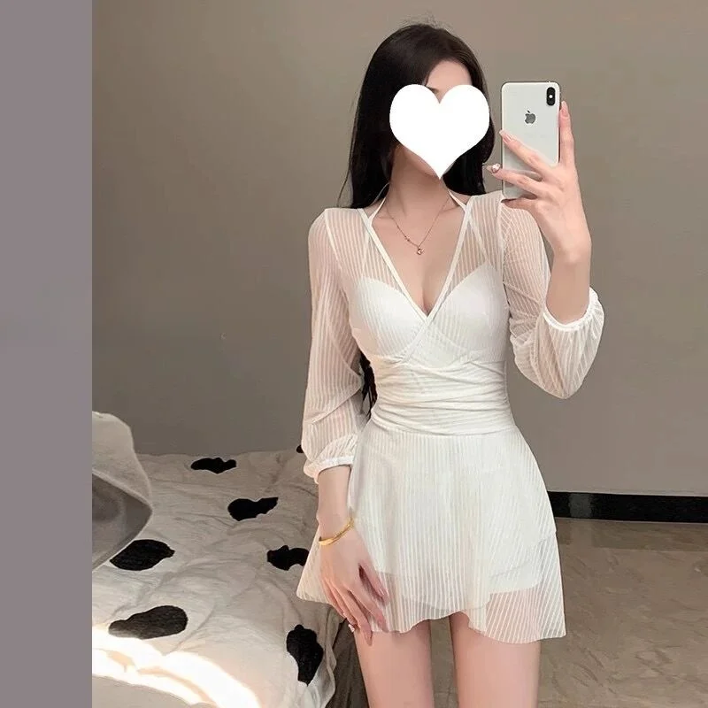 

Кружевной слитный купальник для женщин больших размеров, с консервативным покрытием, для небольшой груди, белый, повседневный, для пляжа