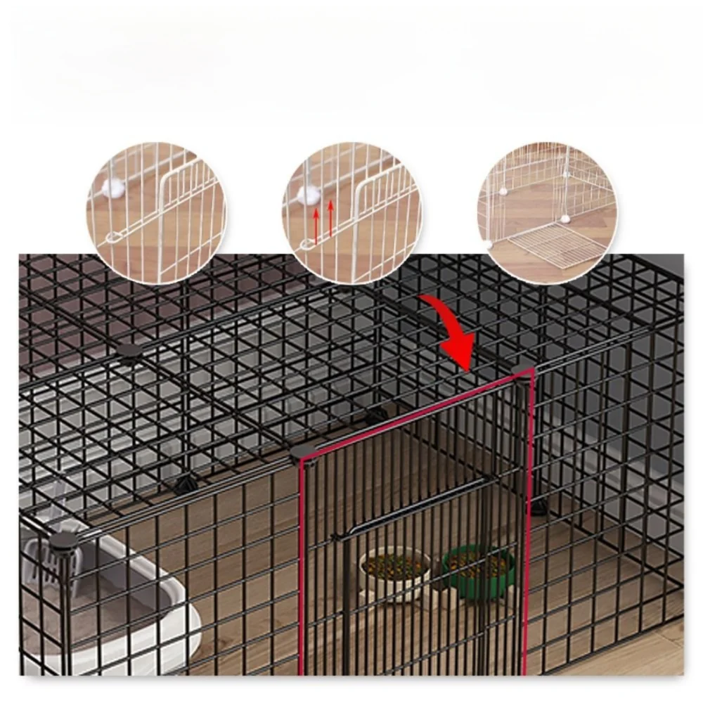 Tragbarer DIY Katzenkäfig, abnehmbarer Drahtgitterzaun für drinnen und draußen, faltbar, mit mehreren Türen und Fenstern, großes Haus, große Katzenvilla – Detail 13