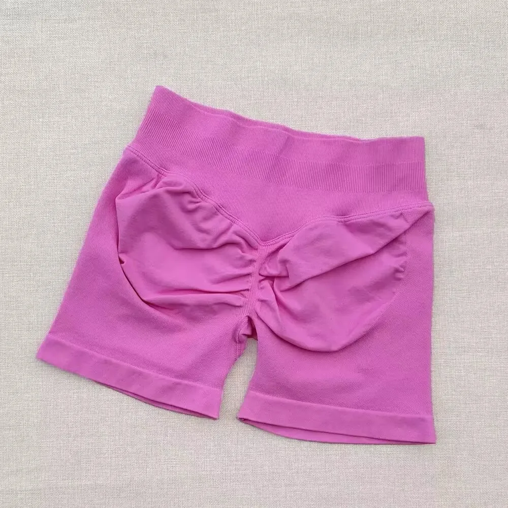 Seamless Booty Yoga Shorts for Women, Quick Drying Solid Fitness Workout Tights with Scrunch Design image 5