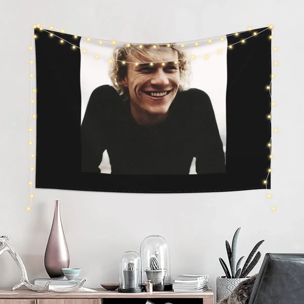 Blond Heath ledger on black background Tapestry Outdoor Decoration Wall Decorations Decoration Aesthetic Tapestry