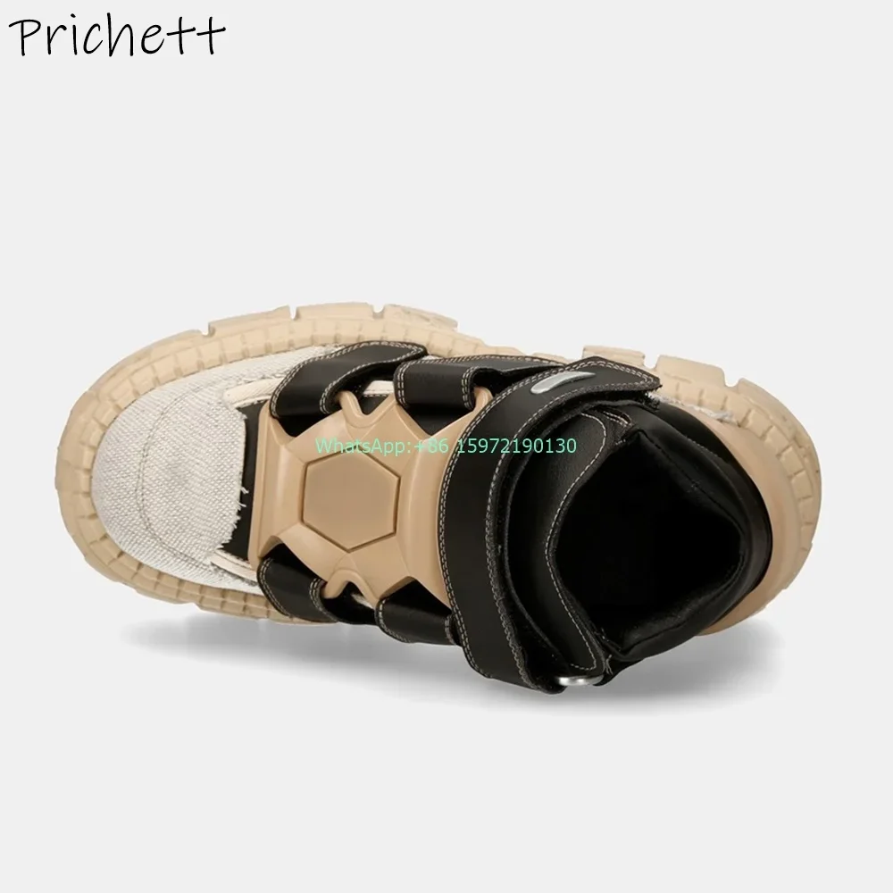 سميكة سوليد مختلط اللون مضخات جولة اصبع القدم منصة زخرفة المعادن الكاكي حذاء أسود موضة ريترو الظلام فاسق زيادة الأحذية