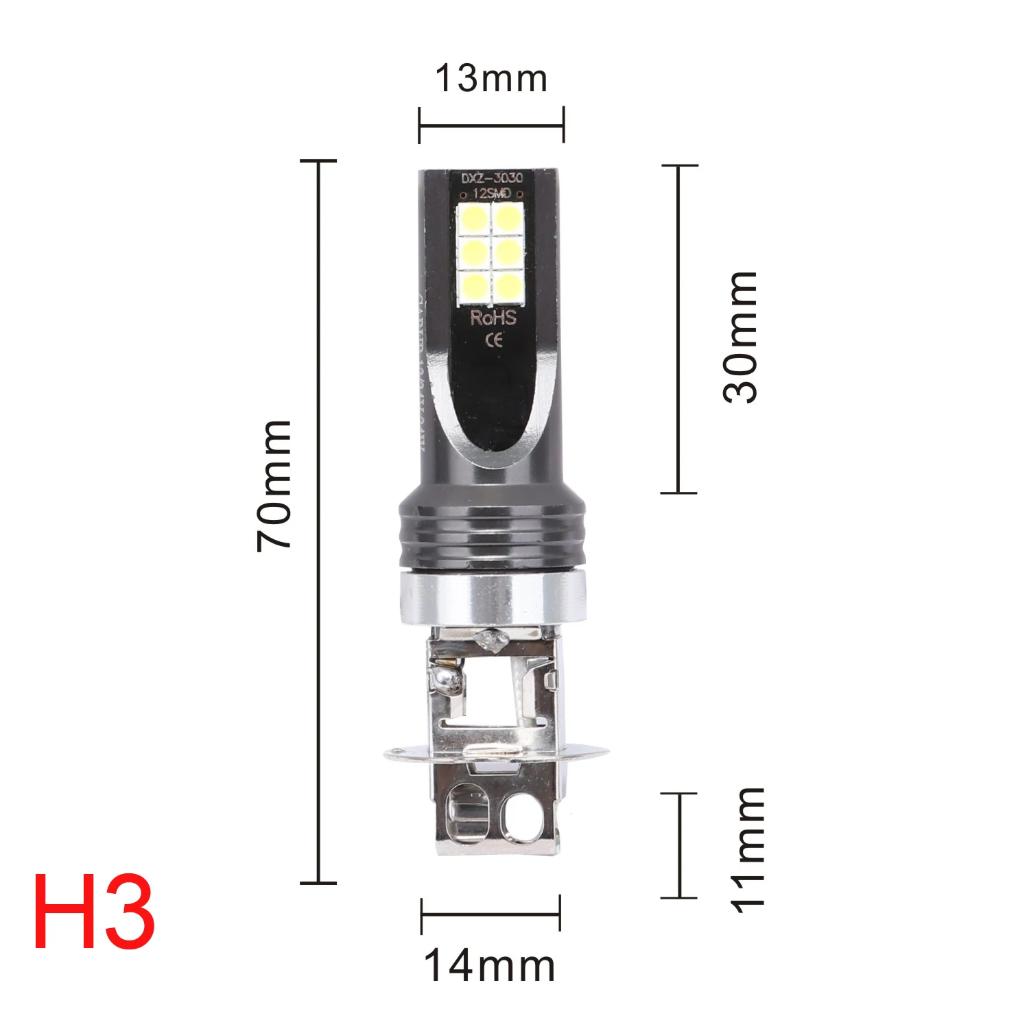 2Pcs H3 H1 LED Car Headlight Bulb Canbus No Fan High Beam 6500K White Car Truck LED Fog Light Driving Lamp DRL 12V -24V