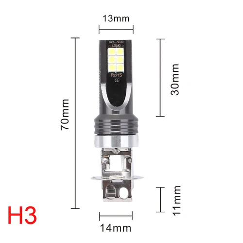 Imagen 2 del producto 2 uds H3 H1 bombilla LED para faros de coche Canbus sin ventilador Luz De Carretera 6500K luz antiniebla LED blanca para coche y camión lámpara de conducción DRL 12V -24V