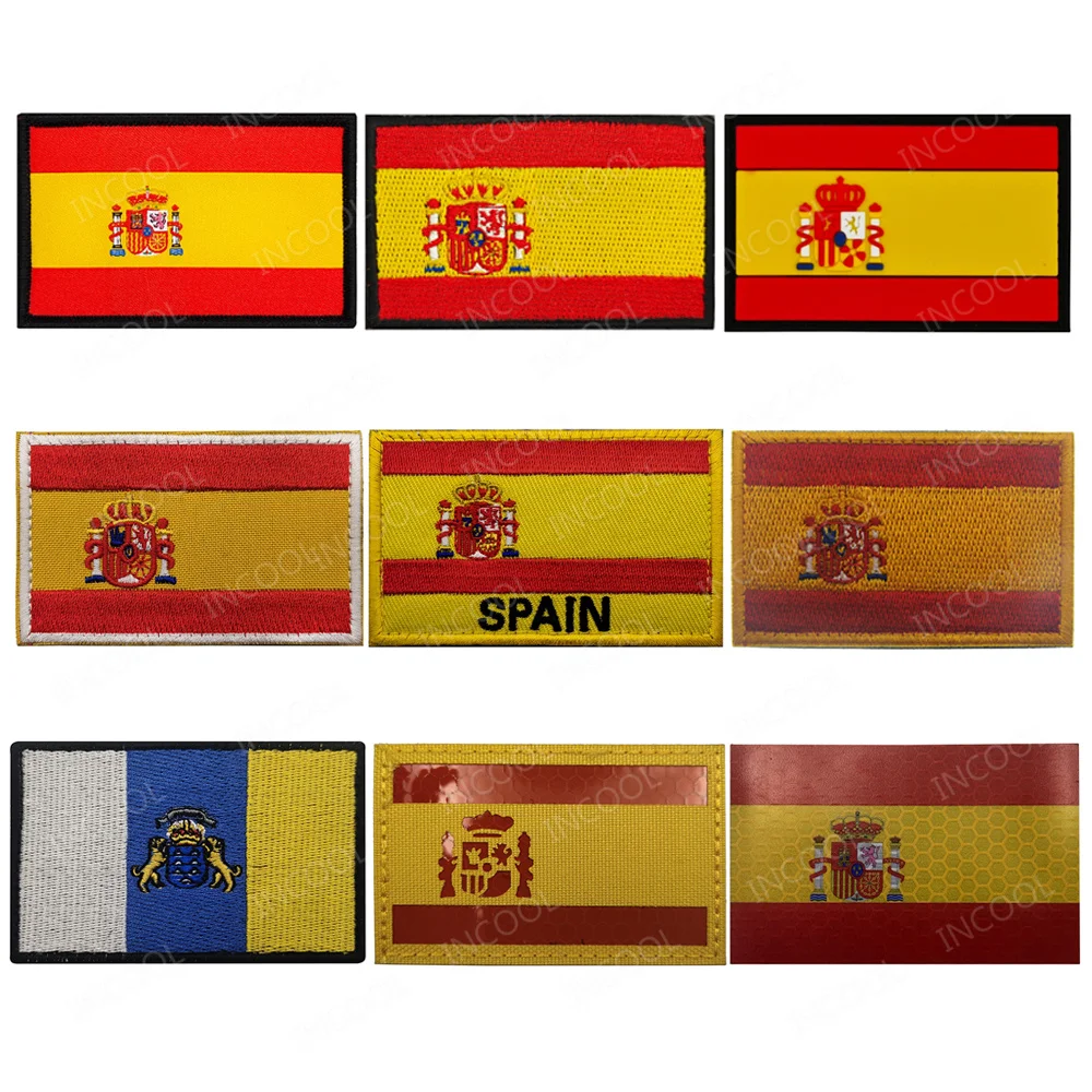 Islas Canarias Flag Embroidered Patches Canary Islands Spain Shoulder Spanish Flags Appliqued For Clothing Backpack