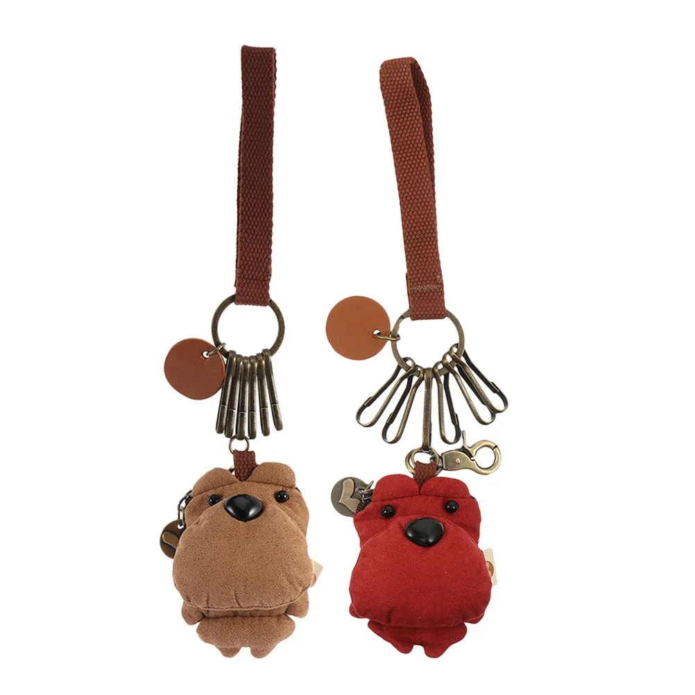 

2Pcs Korean Style Bear Keychain Adorable Three-Color Patch Keychain for Car Keys USB Drive Backpack Mini Key Holder