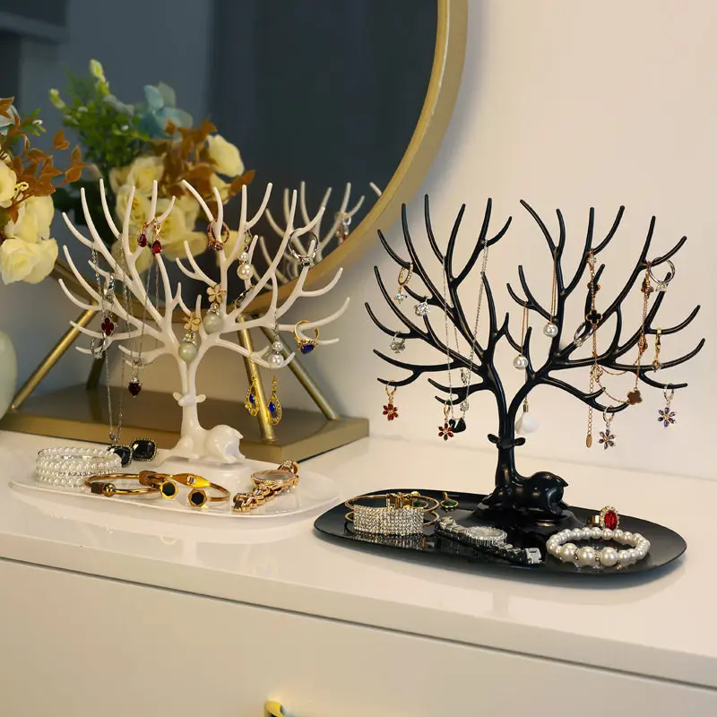 Deer antler jewelry tree stand, display rack for necklaces earrings bracelets, multi-purpose storage holder for all kinds