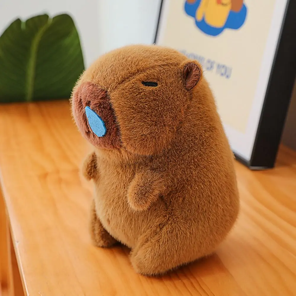 Peluche Capybara en coton doux et marron, jouet en peluche moelleux, dessin animé, animal mignon, décor de chambre