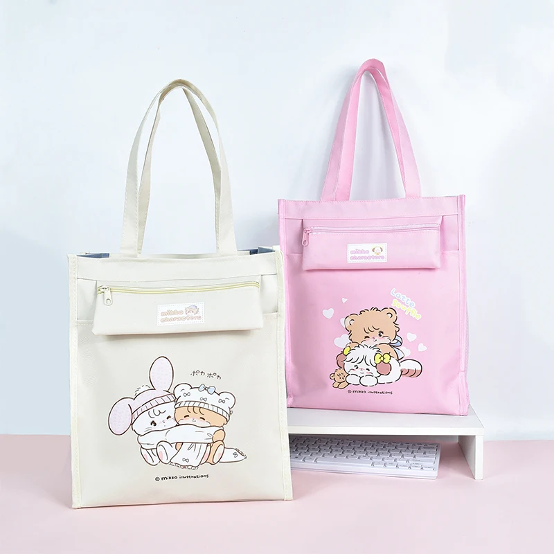 Kawaii Mikko Handbag Anime Cartoon Student Study Bag Large Capacity Handbag Carrying Backpack Storage Gifts For Girls