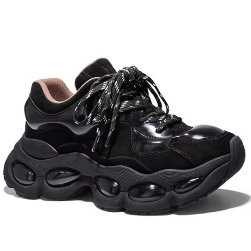Men's and Women's Leather Casual Sneakers Fashion Daddy Shoes Couple Classic Retro Trendy Comfortable Thick Soled Sports Shoes