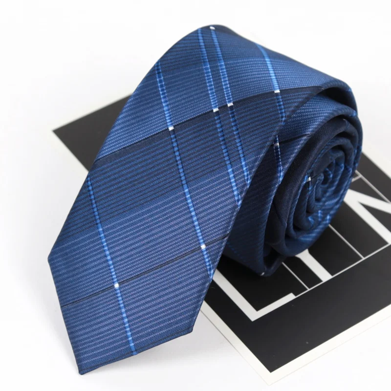 Mens Classic Tie Striped Skinny 6cm Necktie Polyester Ties for Man Plaids Jacquard Cravat Business Party Accessories Corbatas