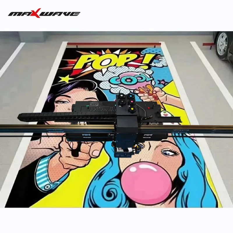 2026 Maxwave 3D Automatic Floor Printer Machine CMYK White 5 Colors UV Ink Painting on Ground Directly 6D Printer Machine Price