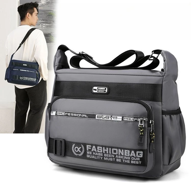 

Multi-pocket color collision large capacity simple men waterproof crossbody bag outdoor business commuting shoulder bag