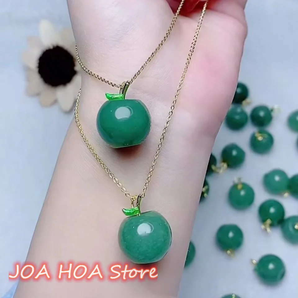 

New Natural DONGLING Jade With Exquisite Color Green Hand-carved Apple Shape Three-dimensional Pendant Boutique Necklace Jewelry