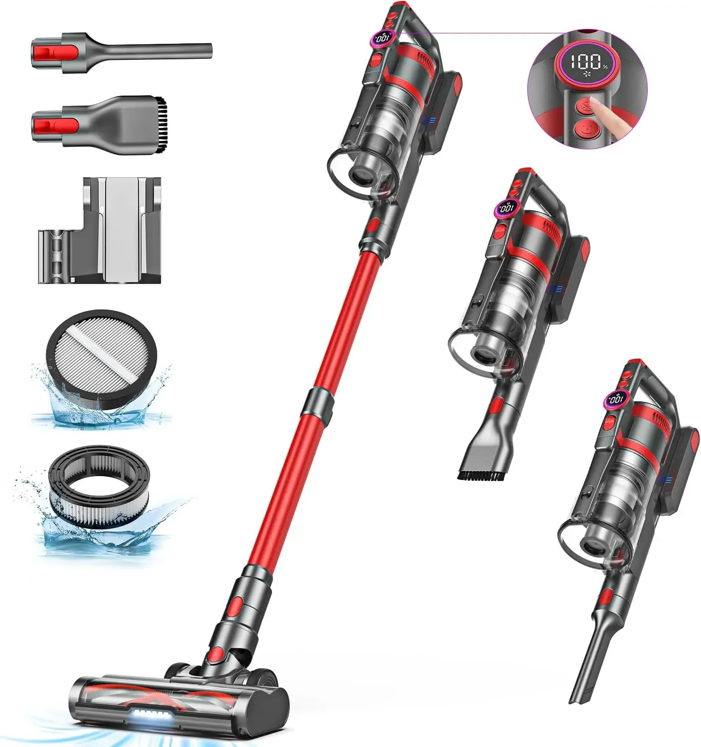 

Cordless Vacuum Cleaner, 40Kpa/500W Vacuum Cleaners for home, Max 55 Mins Runtime,2024 Newest Dual Handle Stick Vacuum wit