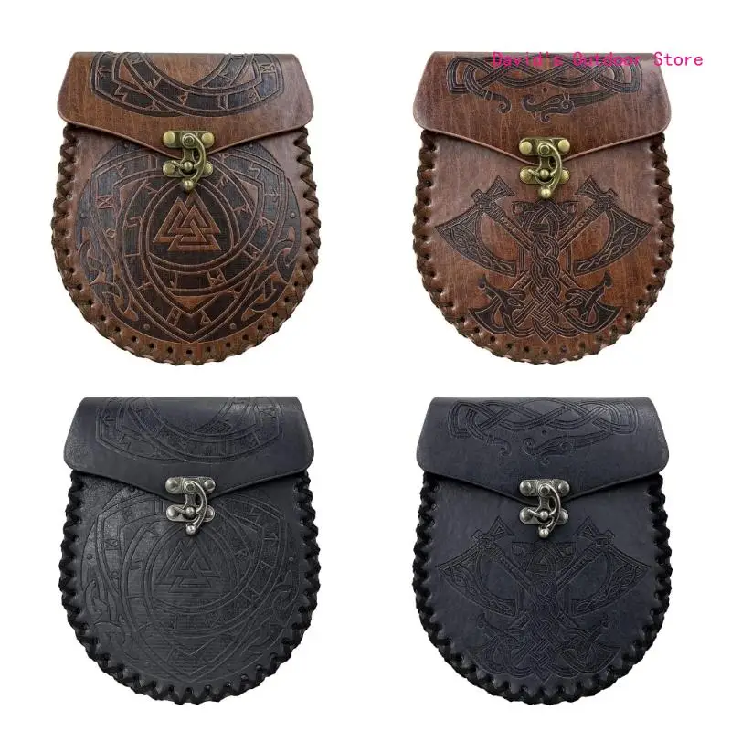 Vintage Portable Belt Medieval Fanny Pack Bag Cosplay Dices Bag Leathers Coin Purse Waist Pack X3UA