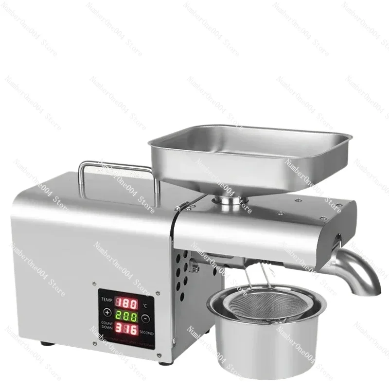 Applicable to 110V/220V Stainless Steel Oil Press Machine 610W Household Flaxseed Peanut Sesame Butter Oil Press 3-5Kg/H