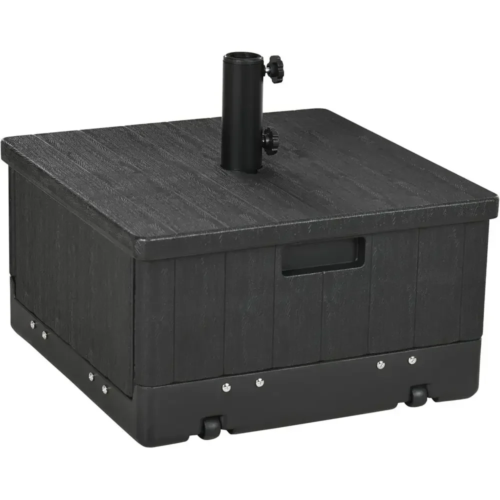 Dual-Purpose Outdoor Umbrella Base and Planter, 175 lbs. Weight Capacity, Patio Umbrella Stand with Wheels and Handles, Suitable