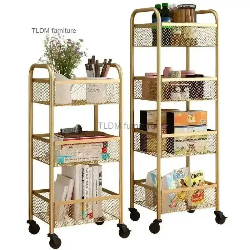 

Metal Kitchen Trolleys Removable Snack Nordic Storage Rack Kitchen Furniture Multi-layer Kitchen Island Ins Storage Shelves E