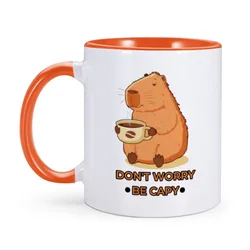 Novelty Animal Mug Coffee Cup Don't Worry be Capy Funny Capybaras Tea Milk Chocolate Mugs Gift 11oz Animal Puns Home Cups