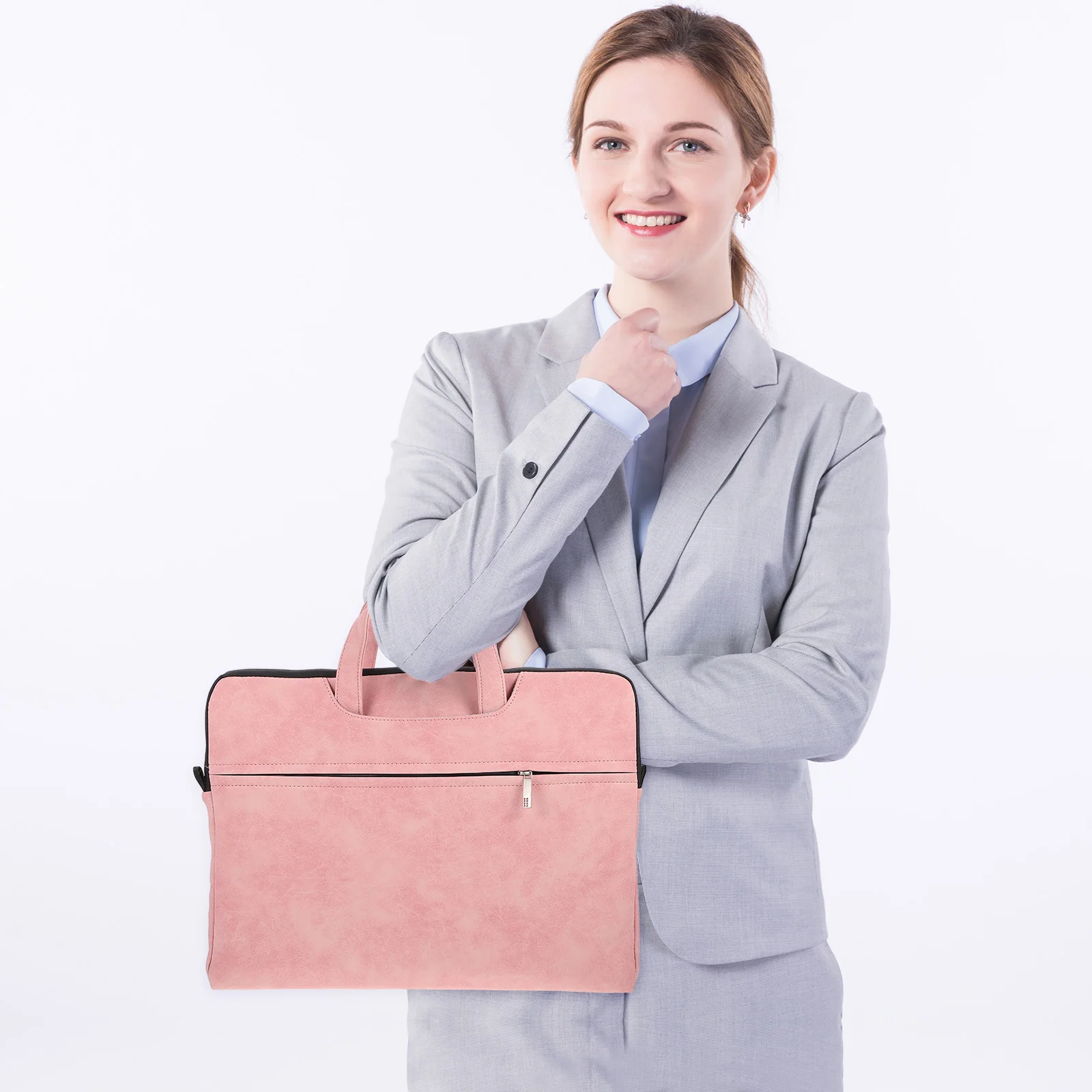 

Laptop Women Suede Lightweight Thin Fashion Computer Bag Simple Layered Storage Earphone Mouse Data Cable Waterproof
