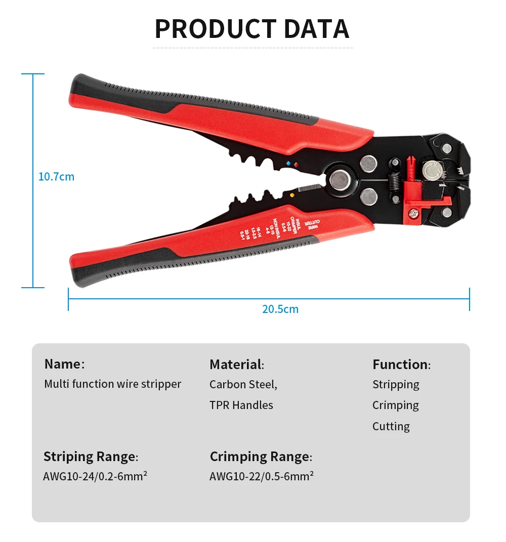 Professionelle Elektriker Draht Werkzeug Kabel Draht Stripper Cutter Crimper Automatische Crimpen Abisolieren Zange – Detail 2
