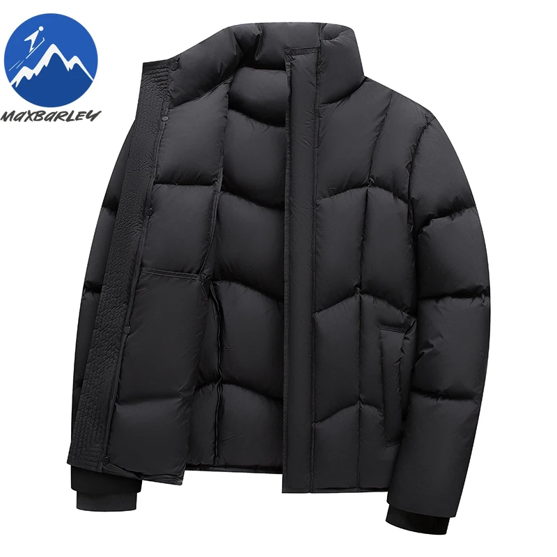 Maxbarley Men Down Jacket 2025 Premium Stand Collar Korean Style Fashion Warm Puffer Jacket Street Style Lightweight Winter Coat