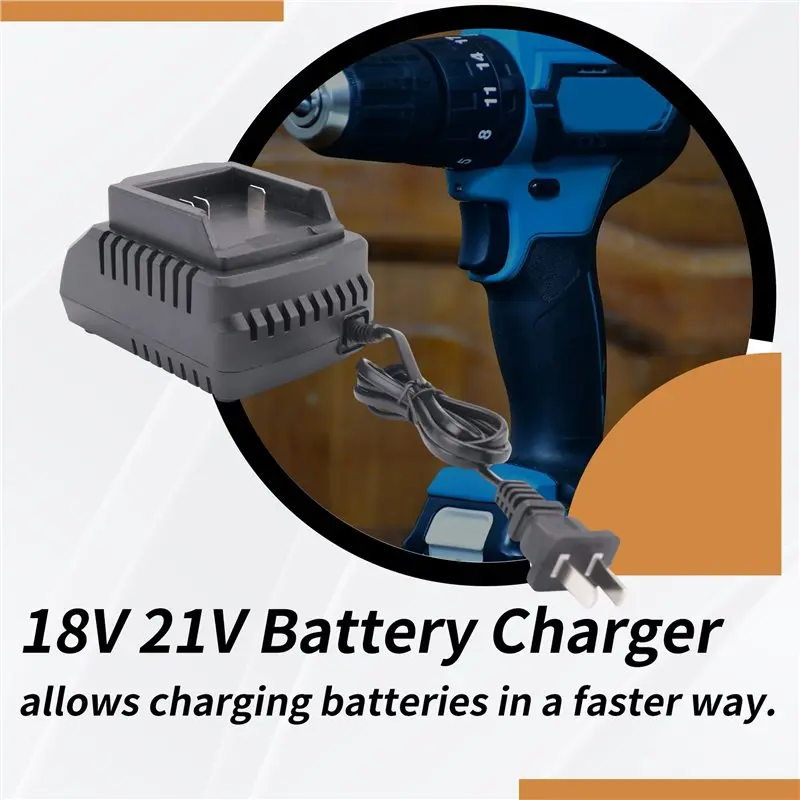 BHBD-Lithium Battery For 18V 21V Battery For Cordless Drill Angle Grinder Electric Blower Power Tools US Plug