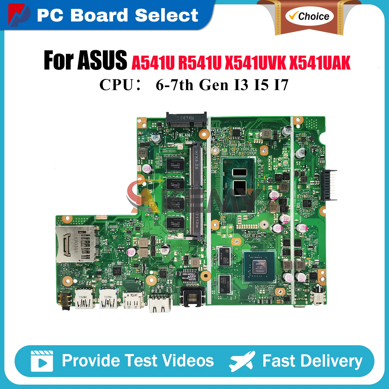 

X541UVK Laptop Motherboard For ASUS VivoBook F541U X541U X541UVK R541U X541UAK X541UV X541UJ A541U A541U Mainboard I3 I5 I7 CPU