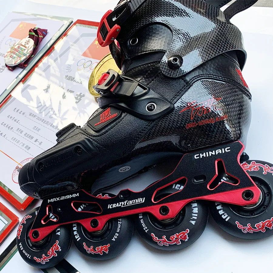 Crazy Carbon Fiber Professional Slalom Inline Roller Skates Adult Roller Free Skating Shoes Sliding Patines Similar With SEBA