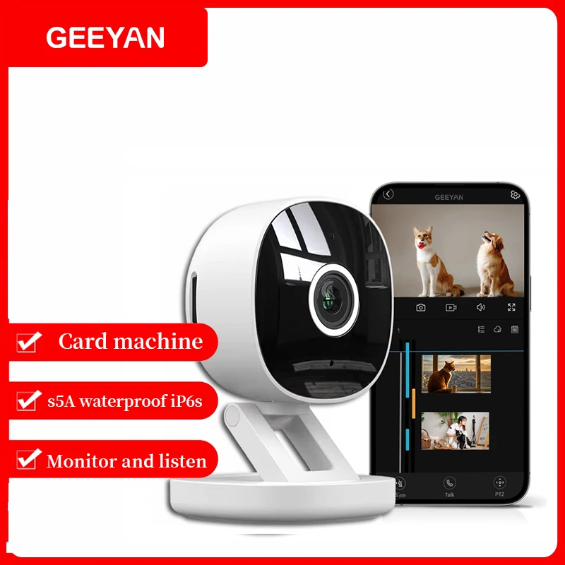 

GEEYAN Indoor Security Camera E1, Pan & Tilt, HomeKit Secure Video Indoor Camera, Two-Way Audio, Night Vision, Person Tracking