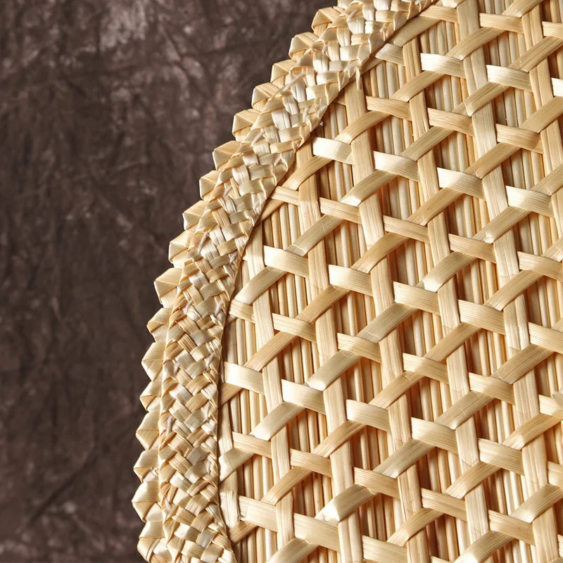 Hand-Woven Woven Straw Hand Fan Old Summer Natural Hand Fan Environmentally Friendly Hand-Woven Fan Decorative Round Fan