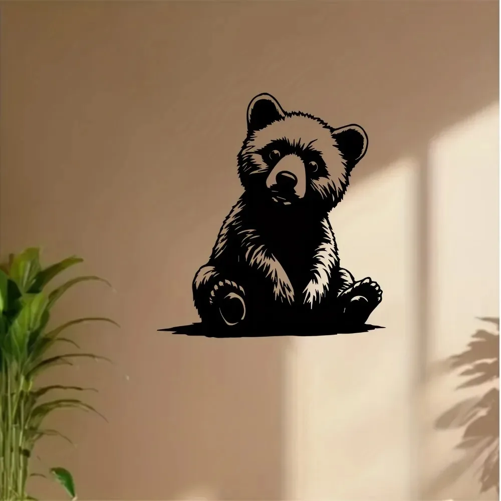 Iron Bear Metal Wall Art, Rustproof Standing Bear Statue Mural for Garden Fence, Holiday Gift