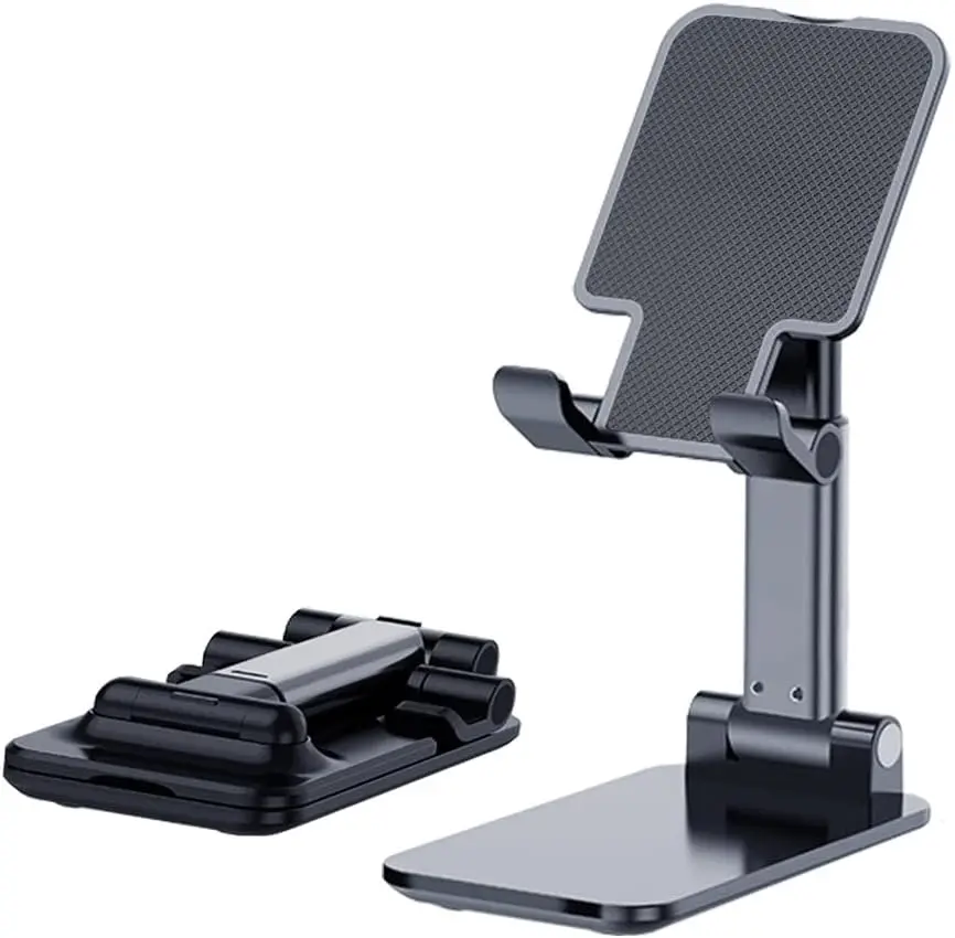 

Mobile Phone Holder Adjustable Angle And Height With Silicone Pad for Desktop Use Fully Foldable Phone Holder For All Phones