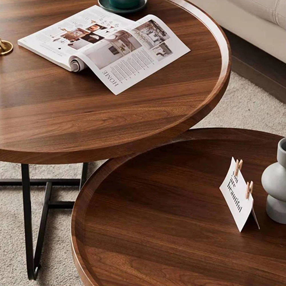 20"+28" Round Coffee Table Set, Modern Side Table Sofa Table With Fluted Design, Center Table For Living Room Reception Room