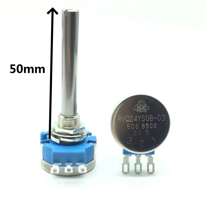

1 шт., одноканальный поворотный потенциометр, RVQ24YS08-03 50S B502, длина оси 50 мм, диаметр оси 6 мм