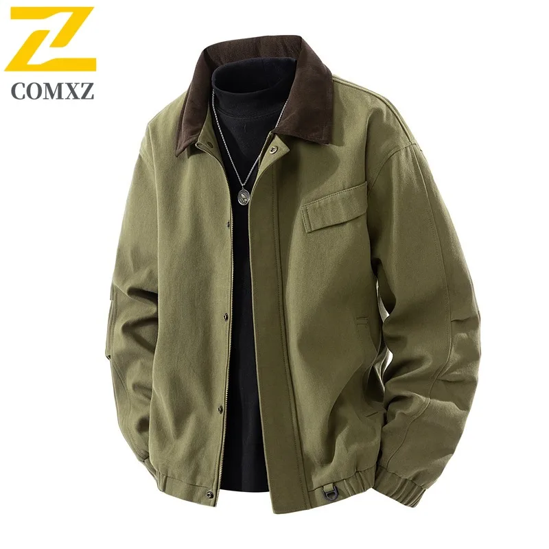 

COMXZ Мужская спортивная куртка на открытом воздухе в гонконгском стиле Водонепроницаемая ветрозащитная куртка с отложным воротником Ветровка для городского отдыха Уличная одежда