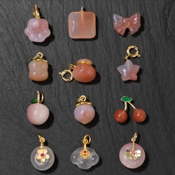 1PC Natural Agates Charms Star Peach Claw Shape Pendant Salt Source Agates Charms For Jewelry Making Bracelet DIY Necklace