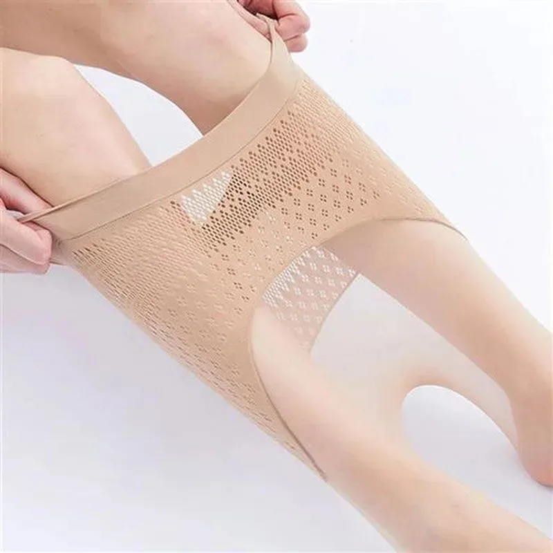 

1D Thin Sexy Tights For Women Hollow Out Waist Transparent Pantyhose Female Super Elasticity Solid Color Seamless Long Stockings
