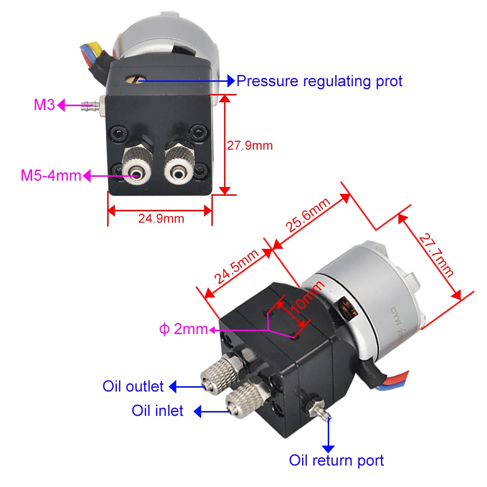 6Mpa Hydraulic Pump 2212 900KV Motor with Pressure Regulating Valve For 1/14 Huina 336 961 K966 E010 RC Excavator MOTIVE-RC Part