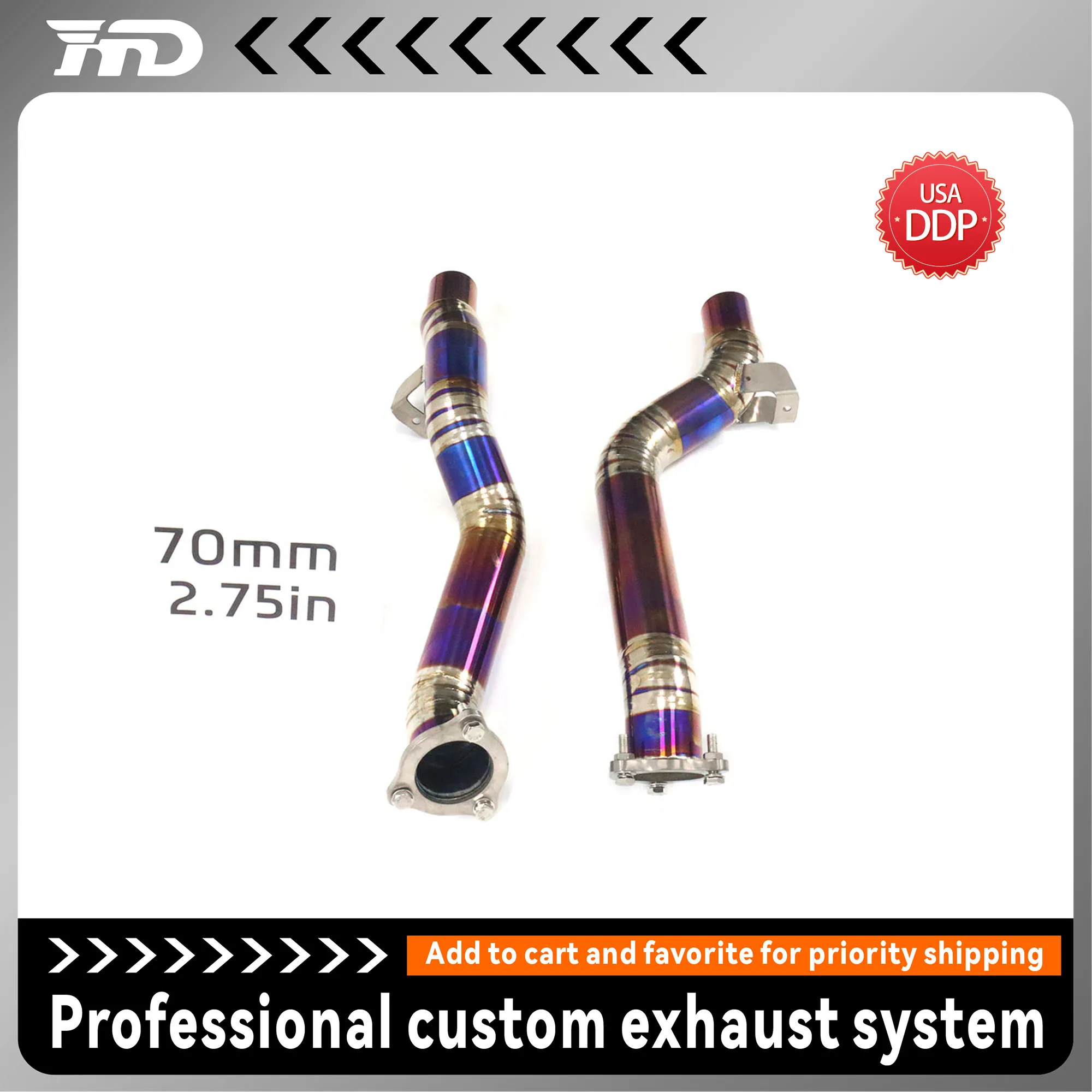 

HMD exhaust catback for Porsche Cayenne 958 4.8L titanium alloy straight through front pipe exhaust system