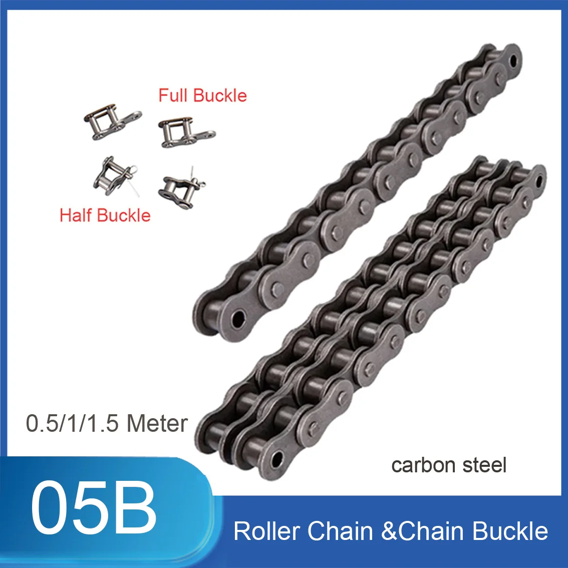 1PCS 1/1.5/0.5 Meter Long Small Industrial Drive Chain Single Row Transmission Chain 05B Chain Pitch 8mm Precision Roller Chain