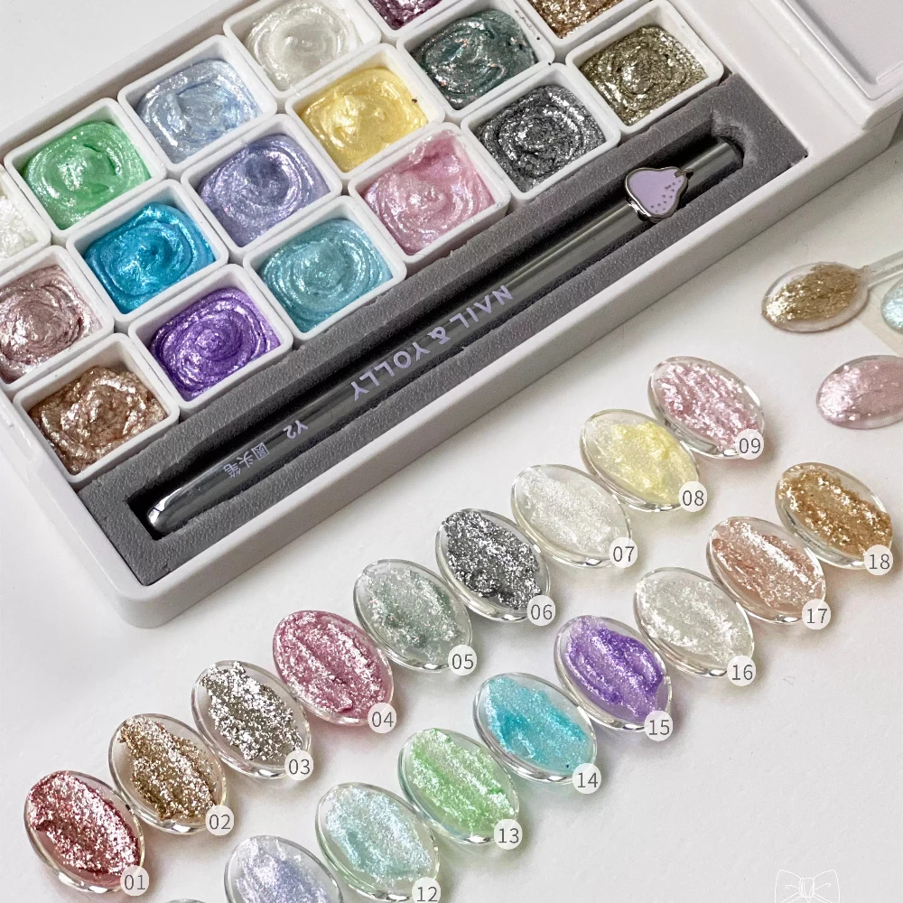 18Colors Bright Fairy Powder Cream Nail Solid Pigment Crystal Nail Material Aurora Chrome Glitter Paste Charm Manicure Flash